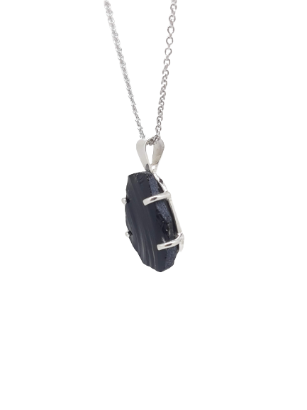 Collier en argent avec obsidienne