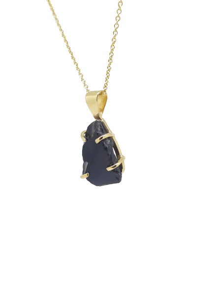 Collier plaqué or avec obsidienne