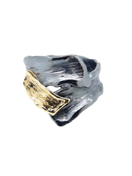 Bague en argent avec or