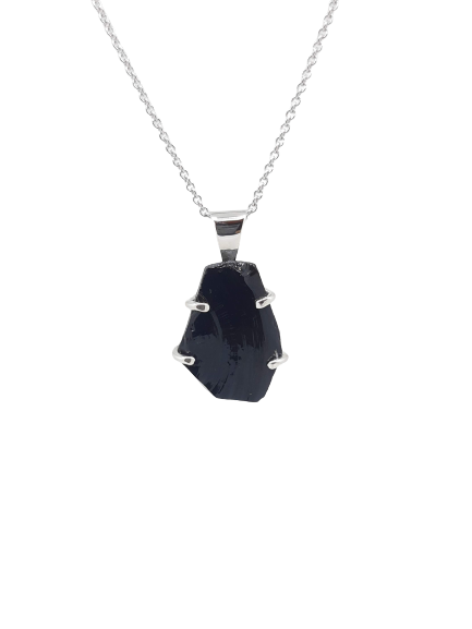 Collier en argent avec obsidienne