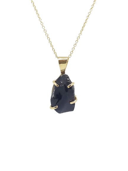 Collier plaqué or avec obsidienne